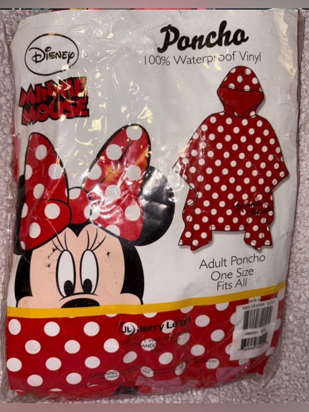Disney Minnie Mouse Red White Polka Dot Waterproof Poncho